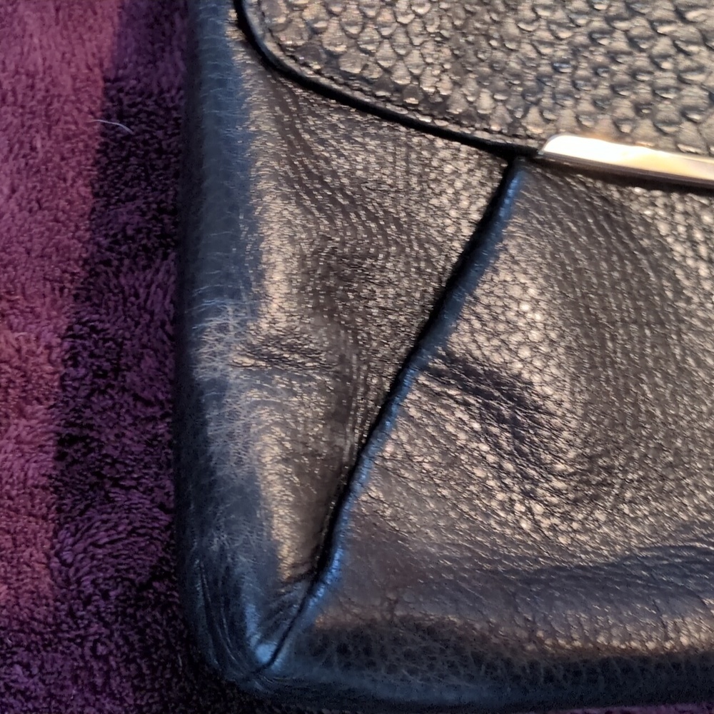 COACH MADISON SHOULDER FLAP IN GLITTER PYTHON SILVER BLACK​ - Picture 6 of 6